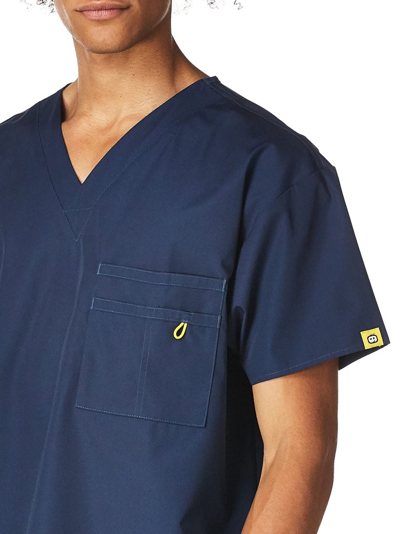 WonderWink Mens The Alpha Unisex V-Neck Top Big Medical Scrubs Shirts, Navy, 2X US - Image 2